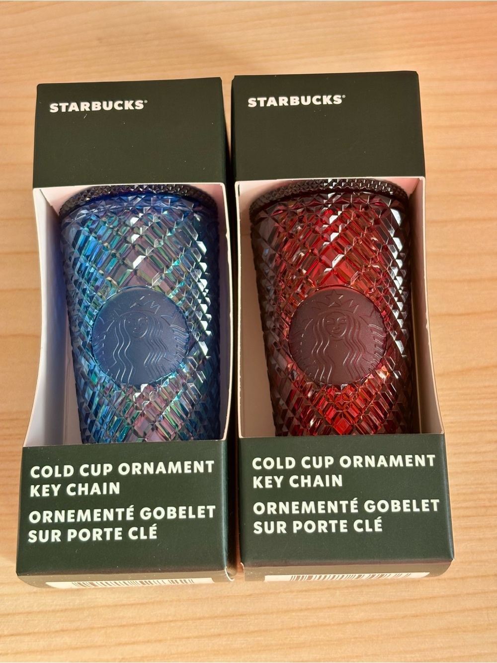 Starbucks 2022 Azure & Merlot Cold Cup Ornament Keychains